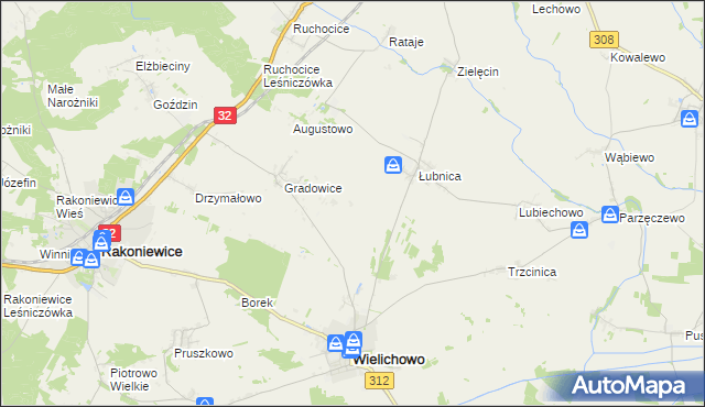mapa Mokrzec gmina Wielichowo, Mokrzec gmina Wielichowo na mapie Targeo