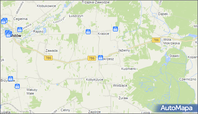mapa Mokrzesz, Mokrzesz na mapie Targeo