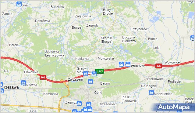 mapa Mokrzyska, Mokrzyska na mapie Targeo