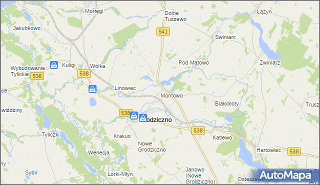 mapa Montowo, Montowo na mapie Targeo