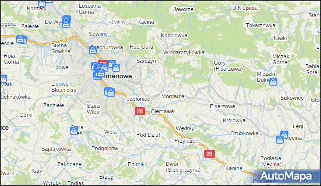 mapa Mordarka, Mordarka na mapie Targeo