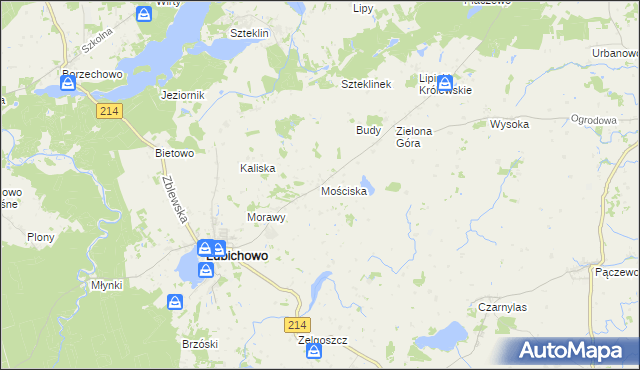 mapa Mościska gmina Lubichowo, Mościska gmina Lubichowo na mapie Targeo