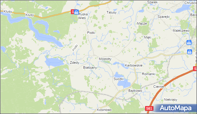 mapa Mostołty, Mostołty na mapie Targeo