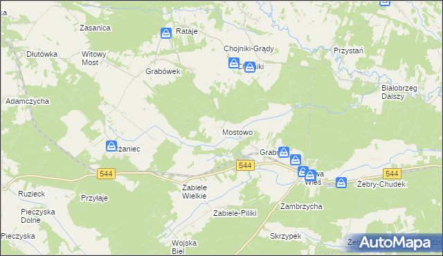 mapa Mostowo gmina Olszewo-Borki, Mostowo gmina Olszewo-Borki na mapie Targeo