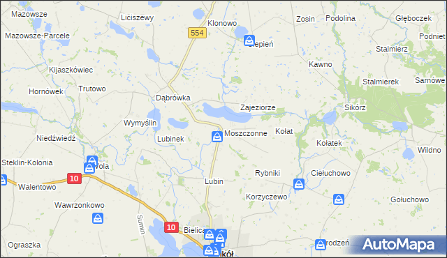 mapa Moszczonne, Moszczonne na mapie Targeo