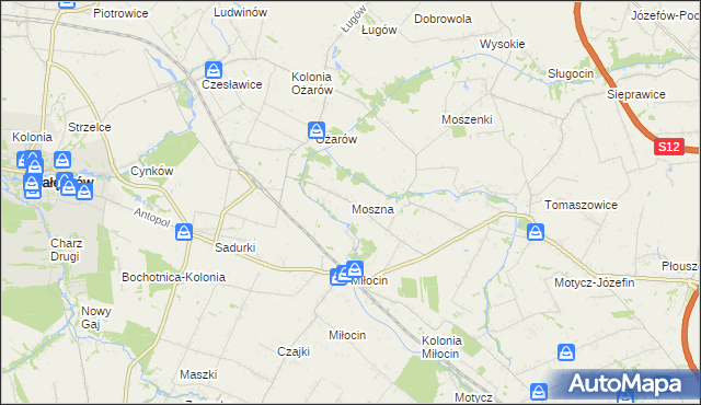 mapa Moszna gmina Jastków, Moszna gmina Jastków na mapie Targeo