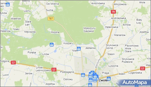 mapa Motorzyny, Motorzyny na mapie Targeo