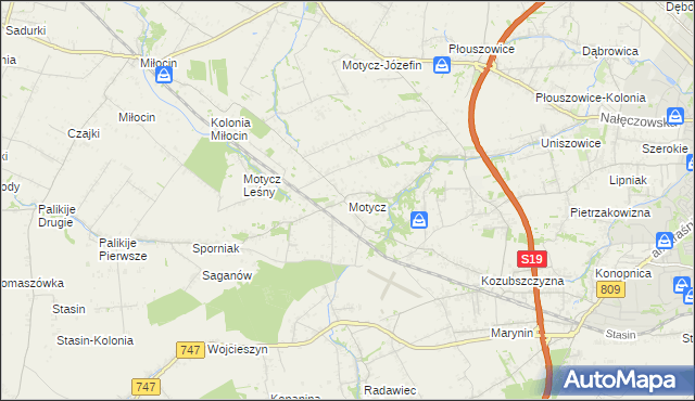 mapa Motycz, Motycz na mapie Targeo