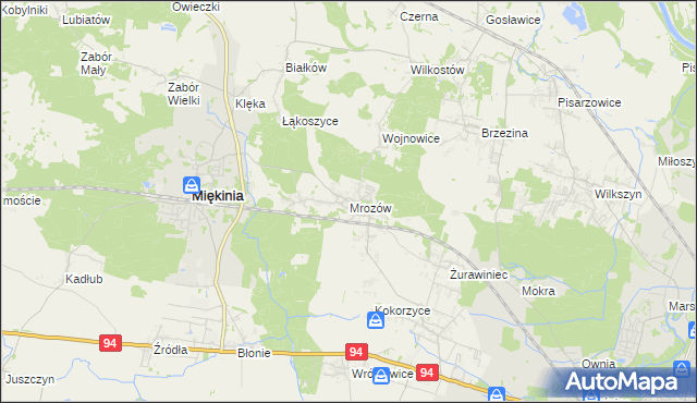 mapa Mrozów, Mrozów na mapie Targeo