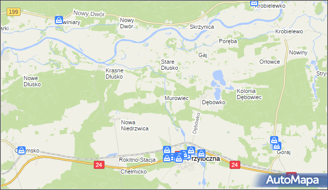 mapa Murowiec, Murowiec na mapie Targeo