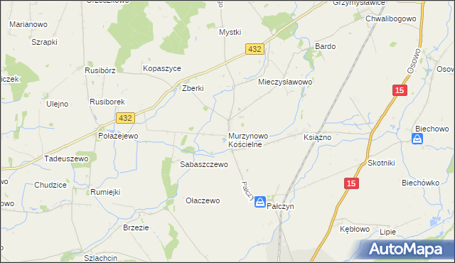 mapa Murzynowo Kościelne, Murzynowo Kościelne na mapie Targeo