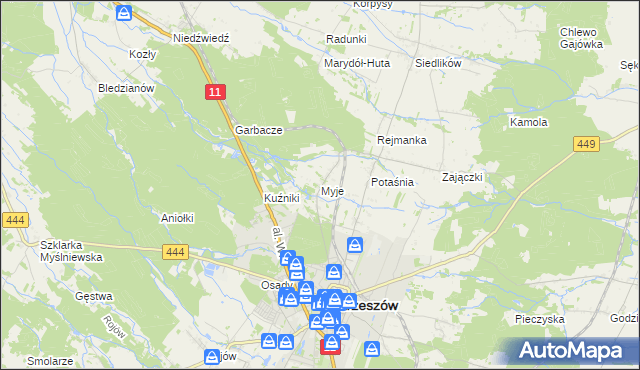 mapa Myje, Myje na mapie Targeo
