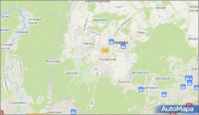mapa Myślęcinek, Myślęcinek na mapie Targeo