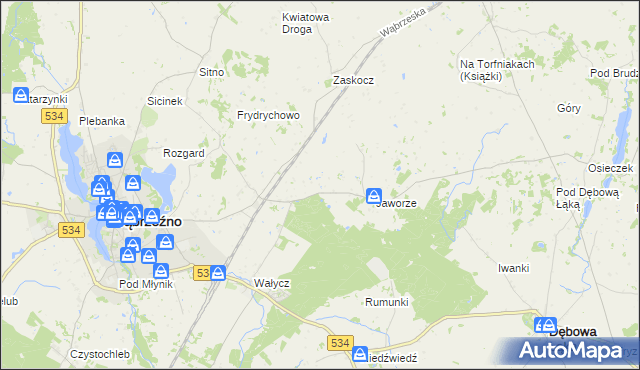 mapa Myśliwiec, Myśliwiec na mapie Targeo