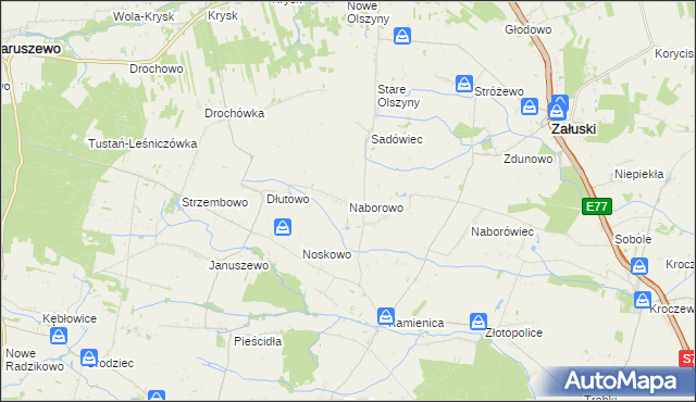 mapa Naborowo, Naborowo na mapie Targeo