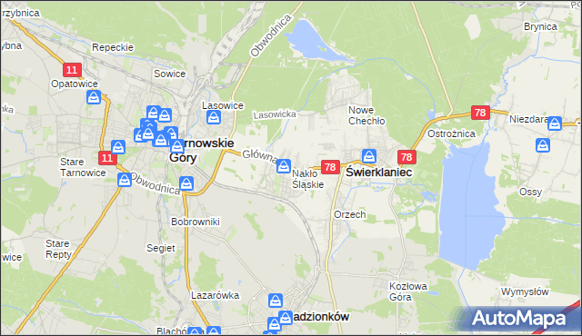 mapa Nakło Śląskie, Nakło Śląskie na mapie Targeo