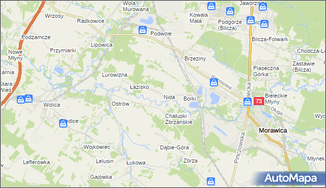 mapa Nida gmina Morawica, Nida gmina Morawica na mapie Targeo