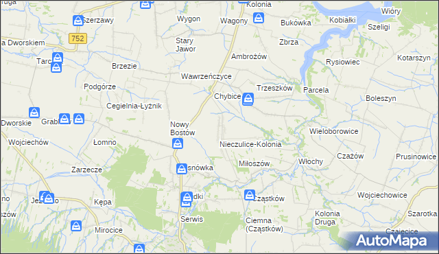 mapa Nieczulice gmina Pawłów, Nieczulice gmina Pawłów na mapie Targeo