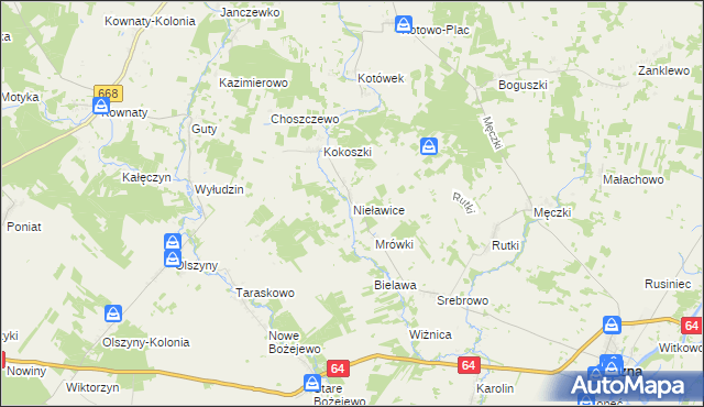 mapa Nieławice, Nieławice na mapie Targeo