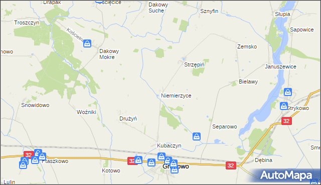 mapa Niemierzyce, Niemierzyce na mapie Targeo