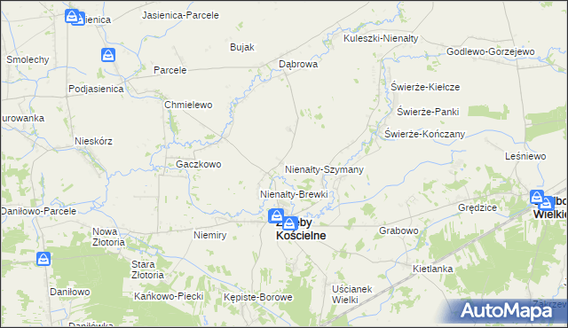 mapa Nienałty-Szymany, Nienałty-Szymany na mapie Targeo