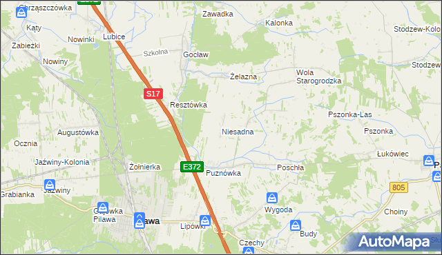 mapa Niesadna, Niesadna na mapie Targeo