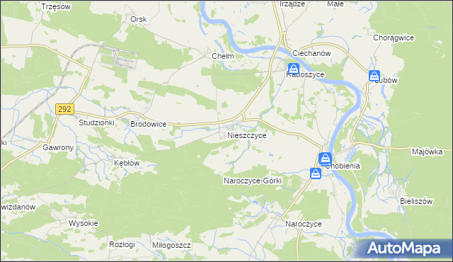 mapa Nieszczyce, Nieszczyce na mapie Targeo