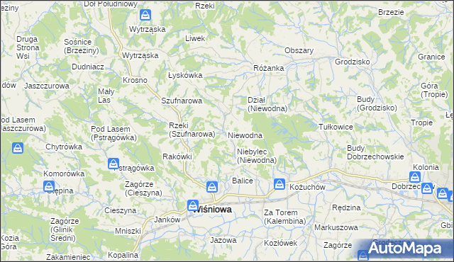 mapa Niewodna, Niewodna na mapie Targeo