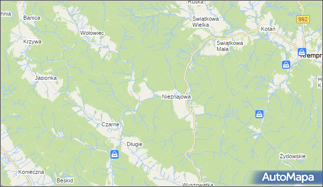 mapa Nieznajowa, Nieznajowa na mapie Targeo