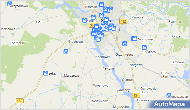 mapa Nochówko, Nochówko na mapie Targeo