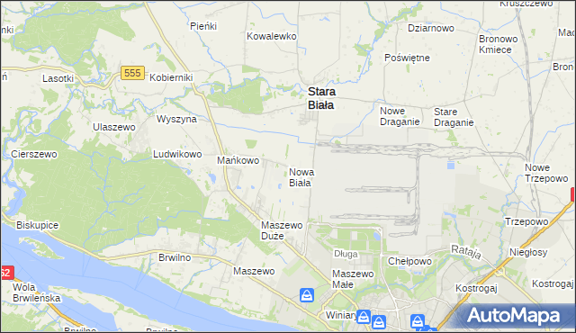 mapa Nowa Biała gmina Stara Biała, Nowa Biała gmina Stara Biała na mapie Targeo