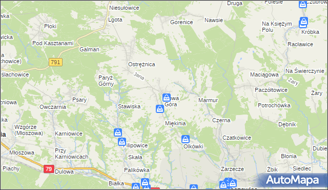 mapa Nowa Góra gmina Krzeszowice, Nowa Góra gmina Krzeszowice na mapie Targeo