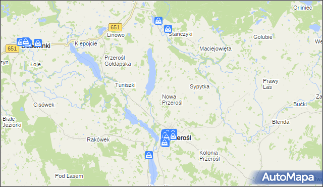 mapa Nowa Przerośl, Nowa Przerośl na mapie Targeo