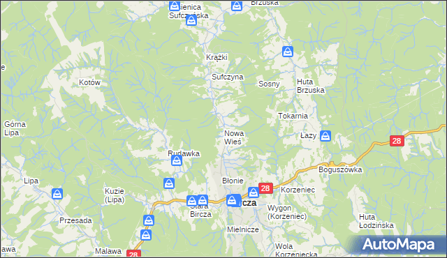 mapa Nowa Wieś gmina Bircza, Nowa Wieś gmina Bircza na mapie Targeo