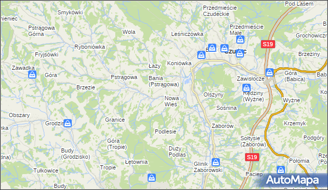 mapa Nowa Wieś gmina Czudec, Nowa Wieś gmina Czudec na mapie Targeo