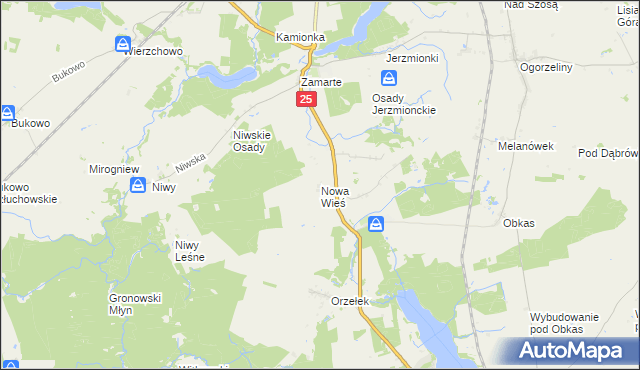 mapa Nowa Wieś gmina Kamień Krajeński, Nowa Wieś gmina Kamień Krajeński na mapie Targeo