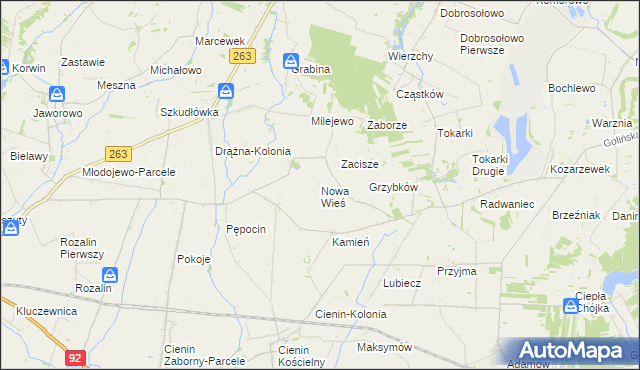 mapa Nowa Wieś gmina Słupca, Nowa Wieś gmina Słupca na mapie Targeo
