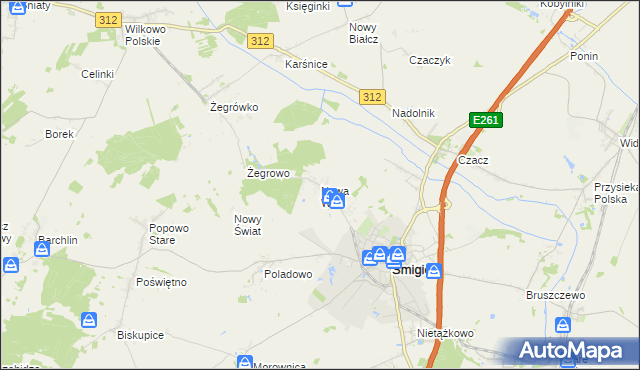 mapa Nowa Wieś gmina Śmigiel, Nowa Wieś gmina Śmigiel na mapie Targeo