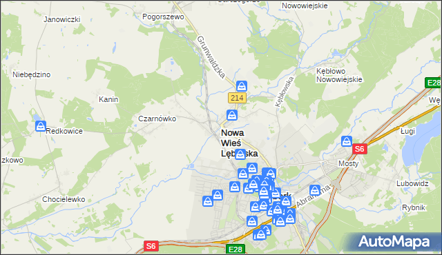 mapa Nowa Wieś Lęborska, Nowa Wieś Lęborska na mapie Targeo