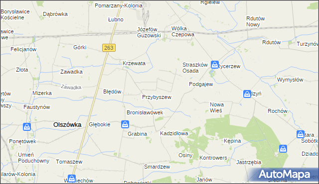mapa Nowa Wioska gmina Olszówka, Nowa Wioska gmina Olszówka na mapie Targeo