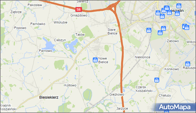 mapa Nowe Bielice, Nowe Bielice na mapie Targeo