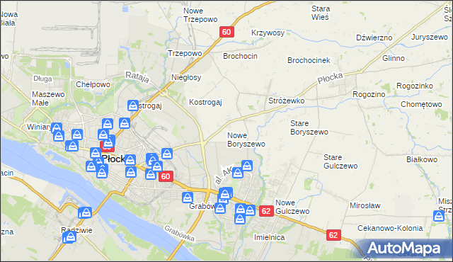 mapa Nowe Boryszewo, Nowe Boryszewo na mapie Targeo