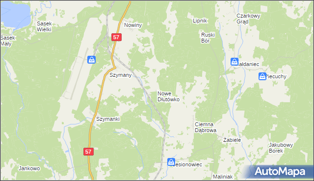 mapa Nowe Dłutówko, Nowe Dłutówko na mapie Targeo