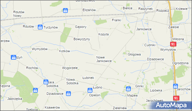 mapa Nowe Jankowice gmina Krośniewice, Nowe Jankowice gmina Krośniewice na mapie Targeo