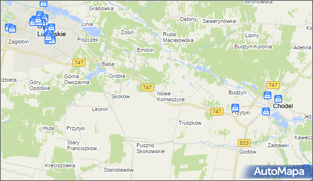 mapa Nowe Komaszyce, Nowe Komaszyce na mapie Targeo