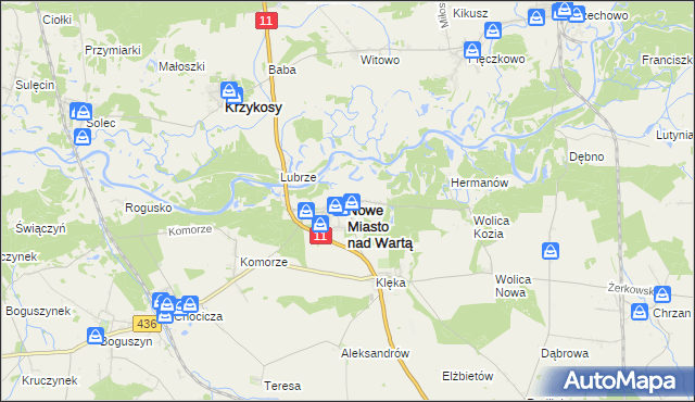 mapa Nowe Miasto nad Wartą, Nowe Miasto nad Wartą na mapie Targeo