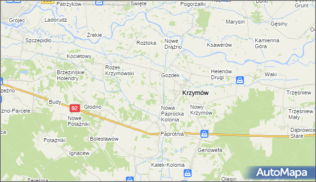 mapa Nowe Paprockie Holendry, Nowe Paprockie Holendry na mapie Targeo