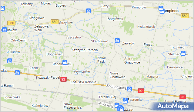 mapa Nowe Paski, Nowe Paski na mapie Targeo