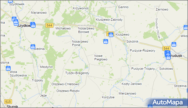 mapa Nowe Piegłowo, Nowe Piegłowo na mapie Targeo