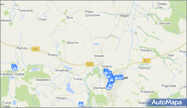 mapa Nowiec, Nowiec na mapie Targeo